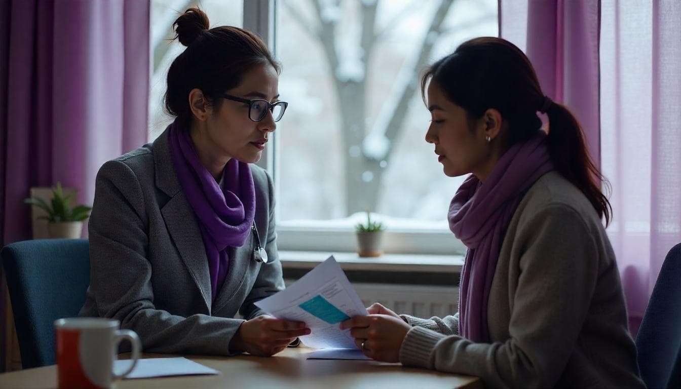 An employee talking with a wellness counsellor